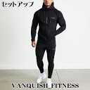 VANQUISH FITNESS ヴァンキッシュ セットアップ ECLIPSE V2 ブラック ジップパーカー スウェット ジョガー パンツ 上下セット セットアップ メンズ 筋トレ 50022 30032 ユ00572