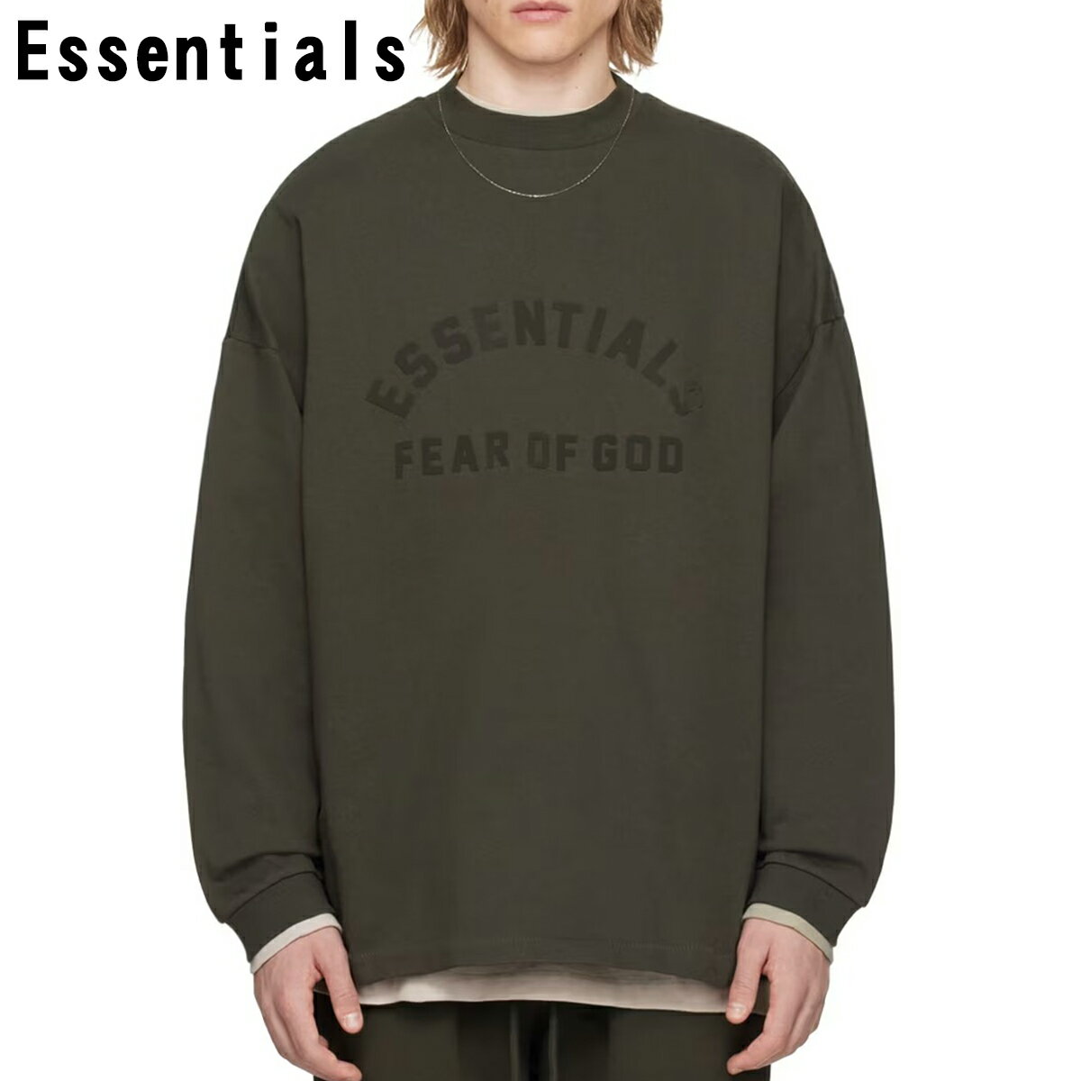 GbZVY T  I[u N[lbN TVc Y fB[X I[o[TCY FOG ESSENTIALS tBAIuSbh Fear Of God ESSENTIALS LS TEE BLACK Ki 2022 Essentials [ߗ]