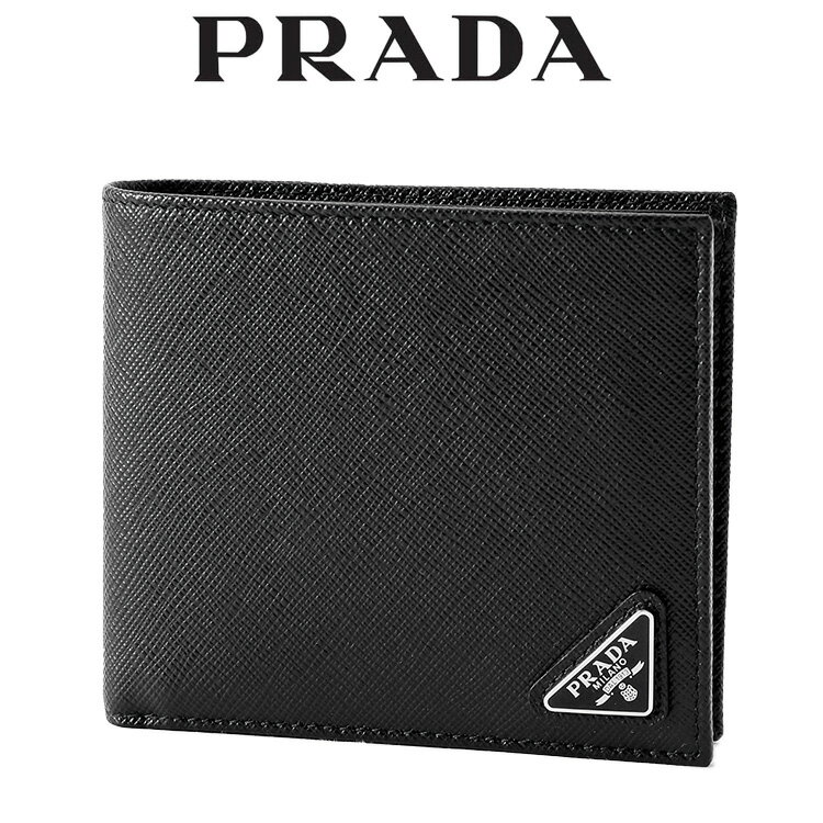 PRADA - プラダ PRADA 二つ折り財布 2MO738-QHH-F0002 サフィアーノレザー コインパース付き NERO ブラック メンズ ウォレット【新作】