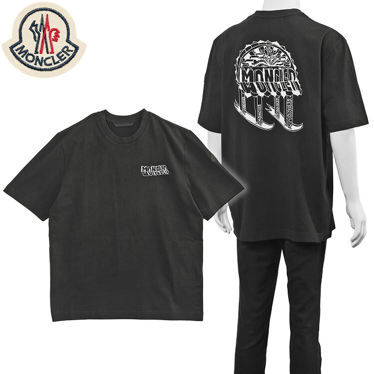 モンクレール MONCLER Tシャツ 8C000-36-89AUG-999 ブラック スケッチロゴ ...