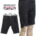 リプレゼント REPRESENT デストロイド デニム ハーフパンツ 107005-BLACK ブラック ジーンズ