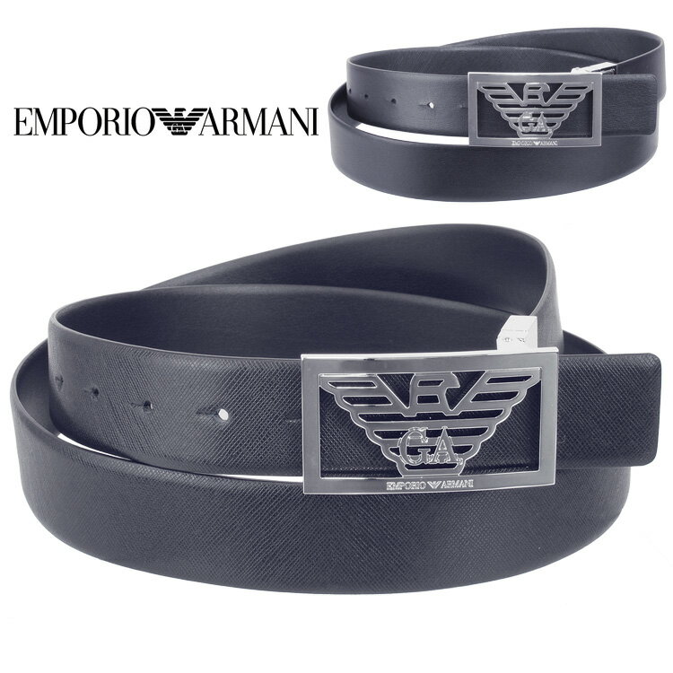 エンポリオアルマーニ EMPORIO ARMANI ベルト リバーシブル イーグルロゴバックル 回転式バックル サイズ調整可能 Y4S133-YTI7E-88001 ブラック【ギフト雑貨】【SpringSale】