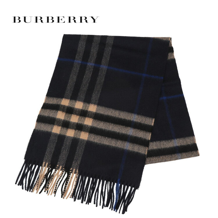 【ポイント5倍】【送料無料】バーバリー BURBERRY カシミヤ マフラー 8022346-A7806 INDIGO/MID CAMEL インディゴ／ミッドキャメル【AWSALE】【ギフト雑貨】