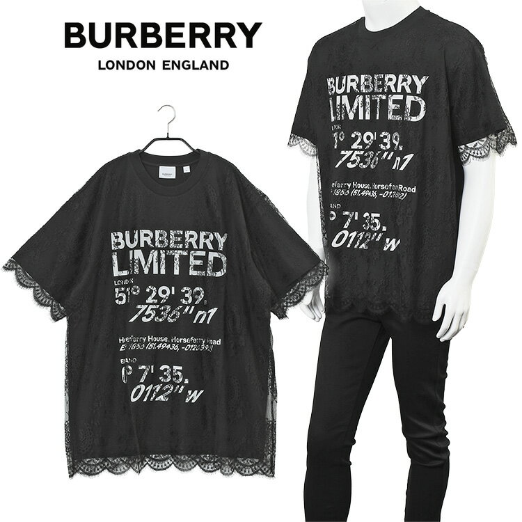 楽天IMPORTBRAND　JPバーバリー BURBERRY レース オーバーレイ Tシャツ 8042696-A1189 BLACK【SALE10】