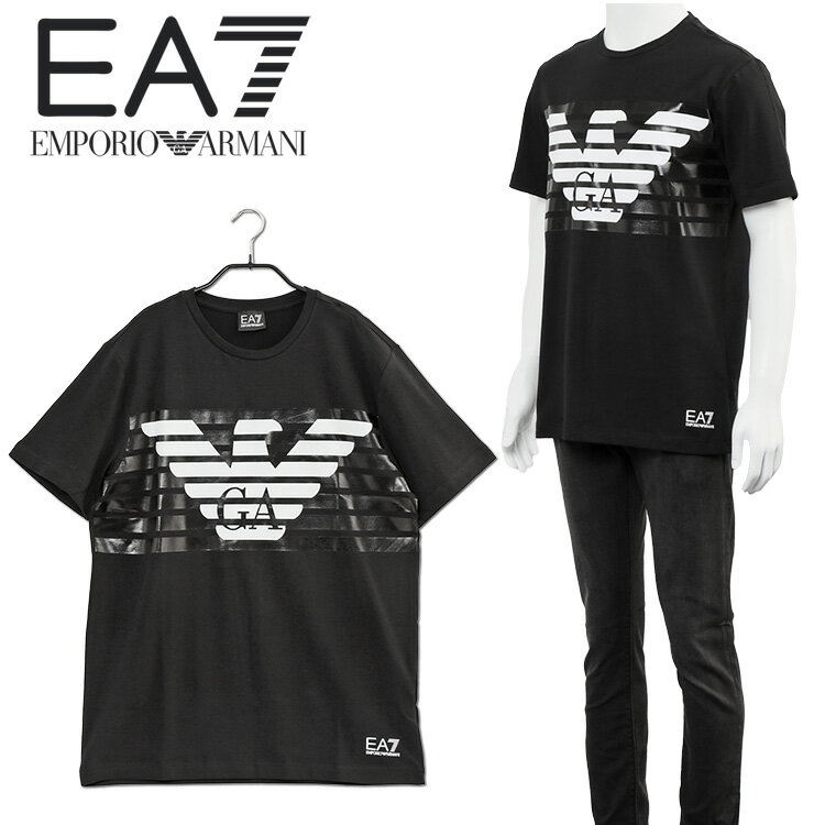 エンポリオ・アルマーニ EMPORIO ARMANI EA7 エンポリオ アルマーニ Tシャツ 光沢 イーグルロゴ ストレッチ コットン リラックスフィット 3LPT60-PJ3NZ-1200【SALE】