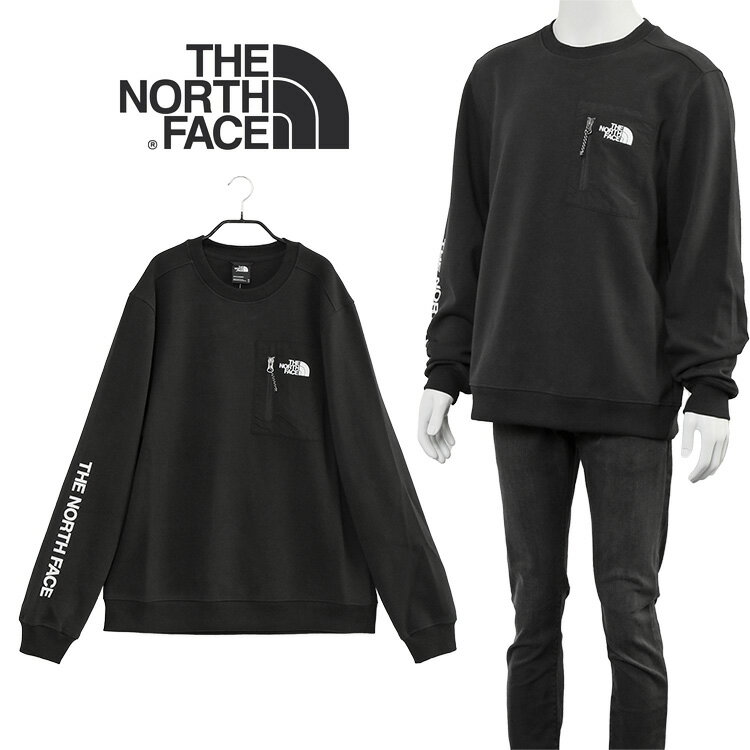 【ポイント5倍】【送料無料】ザ ノースフェイス THE NORTH FACE 袖ロゴ エルボーパッチ トレーナー ジップポケット テック スウェット NF0A5316 M TECH CREWNECK-WZY TNF BLACK MULTI COLOR【サマーセール】