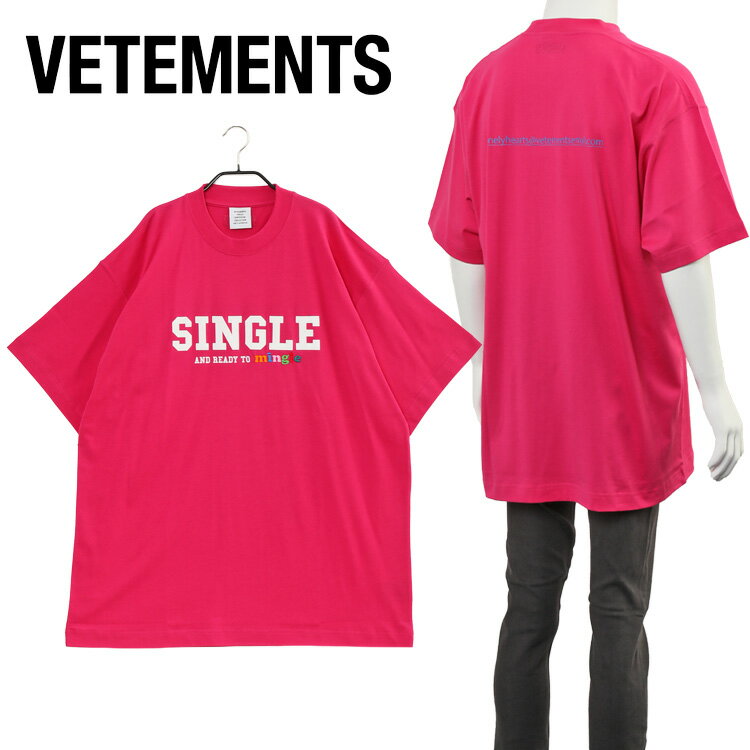 ȥ VETEMENTS SINGLE AND READY TO MINGE Ⱦµ T UE52TR190P-1611-HOT PINKSALE