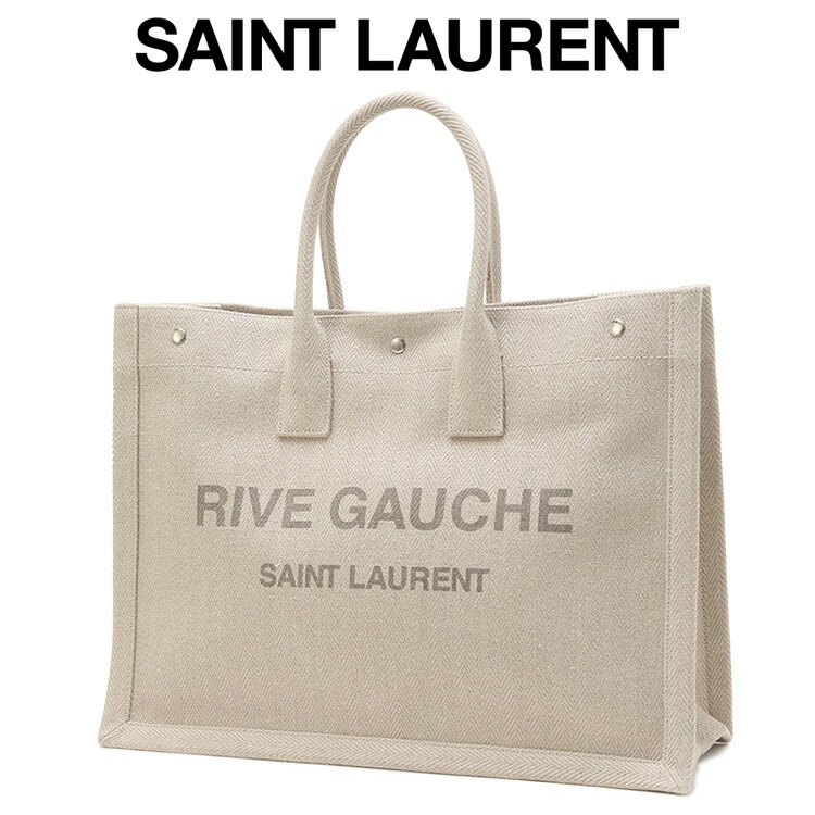 SAINT LAURENT サンローラン RIVE GAUCHE リヴ ゴーシュ ヘリンボーン キャンバス トートバッグ 509415-FAAEK-9953 LIGHT SHELL【新作】【サマーセール】