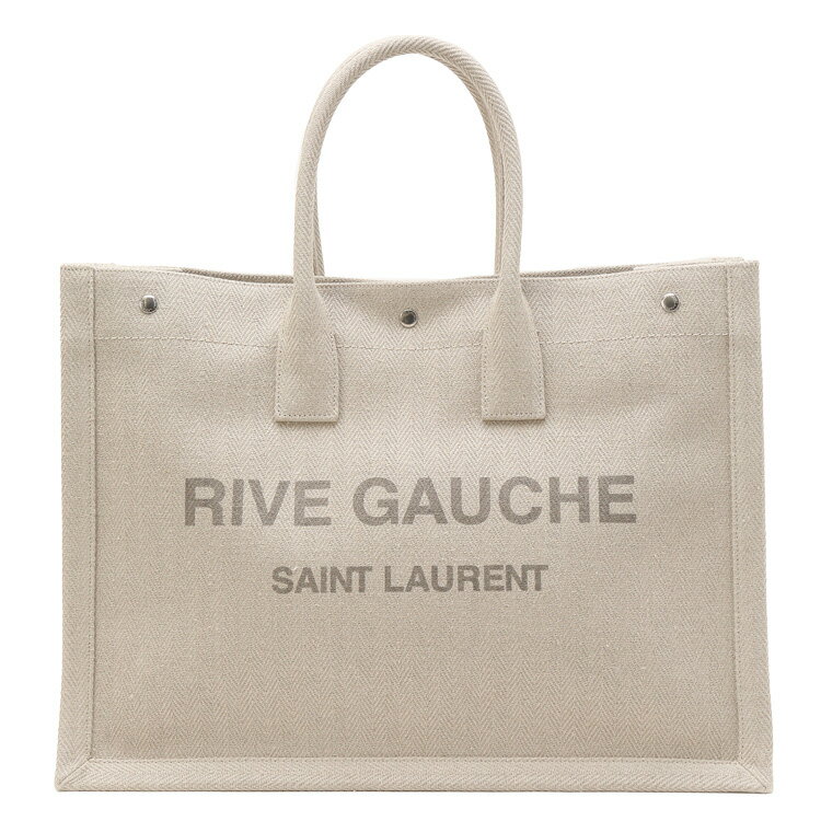 SAINT LAURENT サンローラン RIVE GAUCHE リヴ ゴーシュ ヘリンボーン キャンバス トートバッグ 509415-FAAEK-9953 LIGHT SHELL【新作】【サマーセール】