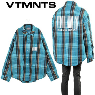 ブイティーエムエヌティーエス VTMNTS ダウン シャツ ジャケット VL12SH200N-5034-BLUE CHECK【サマーセール】