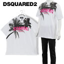 ディースクエアード DSQUARED2 パームツリー Tシャツ D2 Palms Slouch T-shirt スラウチーフィット S74GD1098-S23009-100