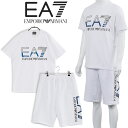 EA7 アルマーニ セットアップ Tシャツ × スウェット ハーフパンツ 3RPT07-PJLBZ/3RPS57-PJLSZ-1100 ホワイト【SALE】