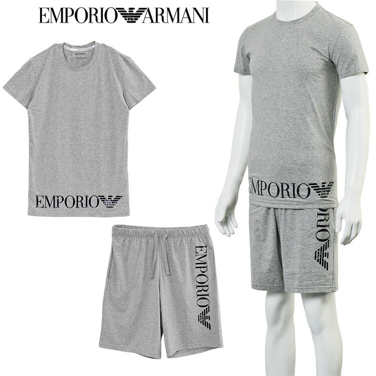 アルマーニ セットアップ EMPORIO ARMANI Tシャツ × スウェット ハーフパンツ スリムフィット 111035/111004-3R755-00948 グレー【新作】【SALE】