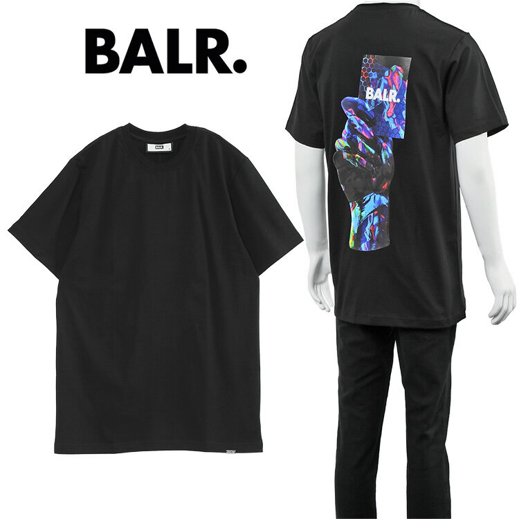 ボーラー BALR. Tシャツ バックプリント OLAF STRAIGHT MULTI COLOR CARD B1112.1171-JET BLACK