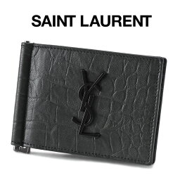 サンローラン マネークリップ サンローラン 財布 SAINT LAURENT 二つ折り財布 カサンドラ・サンローラン ビルクリップ ウォレット（ブラック／クロコダイルエンボスレザー）485630-C9H0U-1000 BLACK【新作】