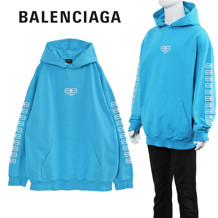 バレンシアガ BALENCIAGA オーバーサイズ パーカー BBロゴ 570811-TMVG6-4090 ブルースカイ【新作】【SALE10】