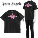 パーム エンジェルス Palm Angels Tシャツ Star Sprayed Tee PMAA001C99JER024-1030 ブラック ピンク【新作】