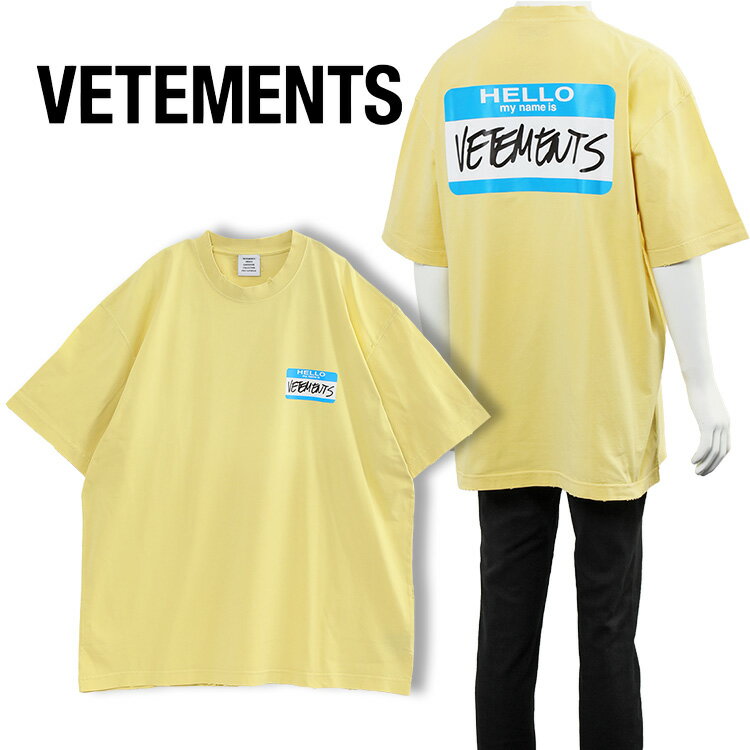 ȥ VETEMENTS T My Name Is Vetements Faded T-shirt UE63TR640Y-1200-FADED YELLOWڿ