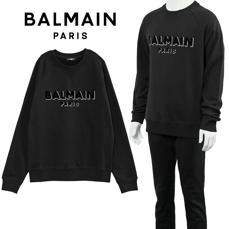 楽天IMPORTBRAND　JPバルマン BALMAIN トレーナー メタリックフロック スウェットシャツ BH1JQ005BB99-EJO ブラック/シルバー【新作】【SALE10】