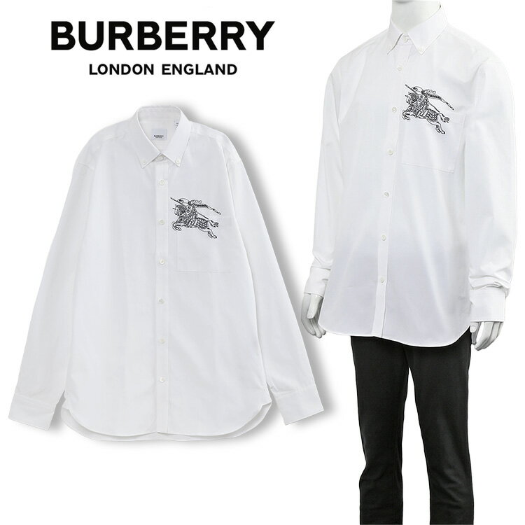 バーバリー BURBERRY モノグラム EKD コットン スリムフィット シャツ 8070502-A1462 OPTIC WHITE オプティック ホワイト【新作】