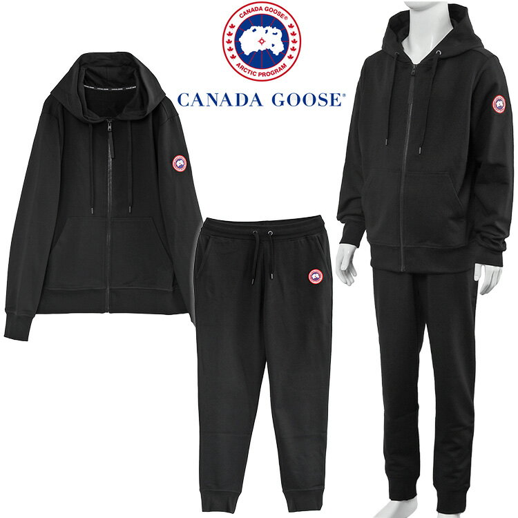 楽天IMPORTBRAND　JPCANADA GOOSE セットアップ パーカー スウェット パンツ HURON FULL ZIP HOODIE 7401M/7402M-61 BLACK【新作】【SALE10】