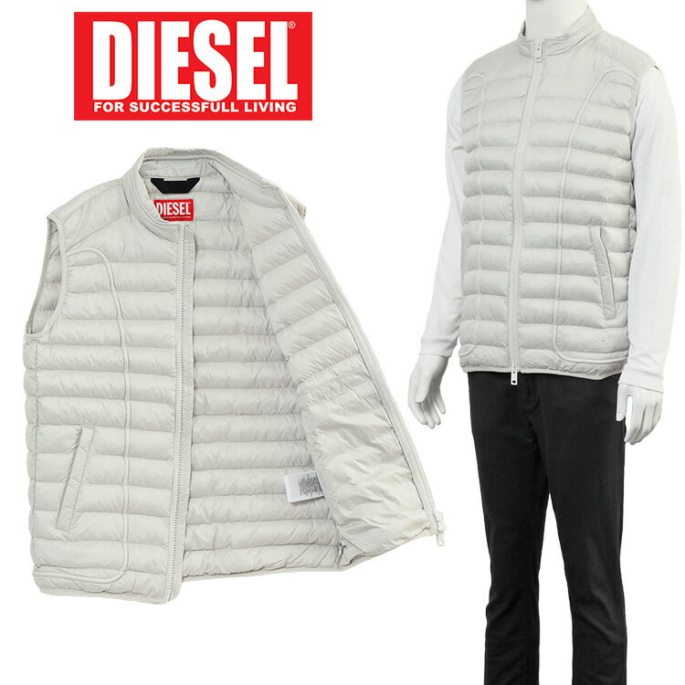 ディーゼル DIESEL オーバルD ホーキル 中綿ベスト レギュラーフィット A10693-0BHAZ W-HAWKYL-SL-8AF ライトグレー