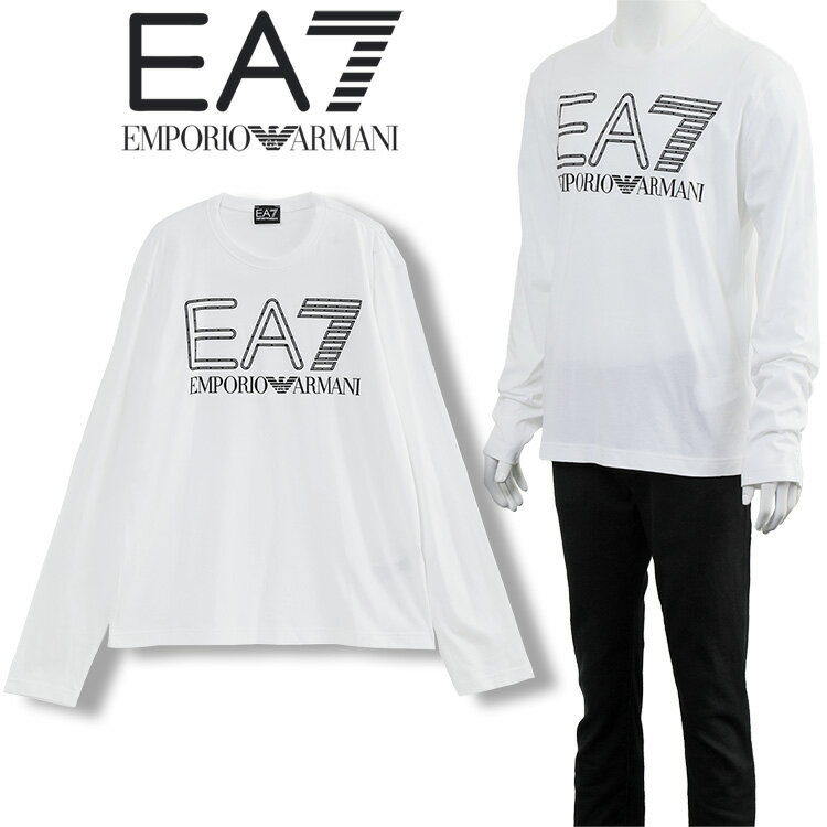 エンポリオ・アルマーニ アルマーニ EMPORIO ARMANI EA7 ロンT 長袖 Tシャツ オーバーサイズロゴ 6RPT04-PJFFZ-1100：ホワイト ブラック【新作】