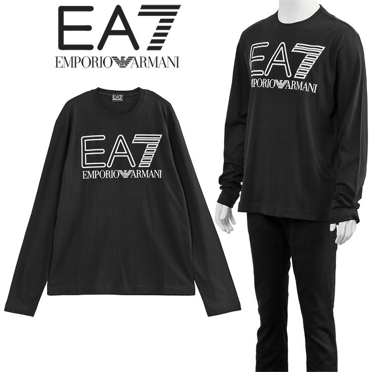 エンポリオ・アルマーニ アルマーニ EMPORIO ARMANI EA7 ロンT 長袖 Tシャツ オーバーサイズロゴ 6RPT04-PJFFZ-1200：ブラック ホワイト【新作】