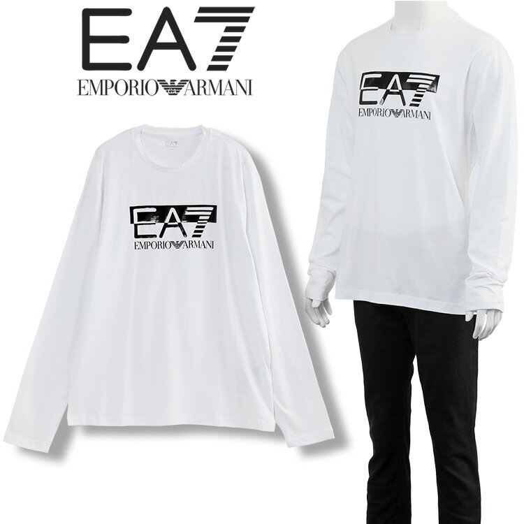 アルマーニ EMPORIO ARMANI EA7 ロンT 長袖 Tシャツ レギュラーフィット 6RPT64-PJ03Z-0100：ホワイト【新作】