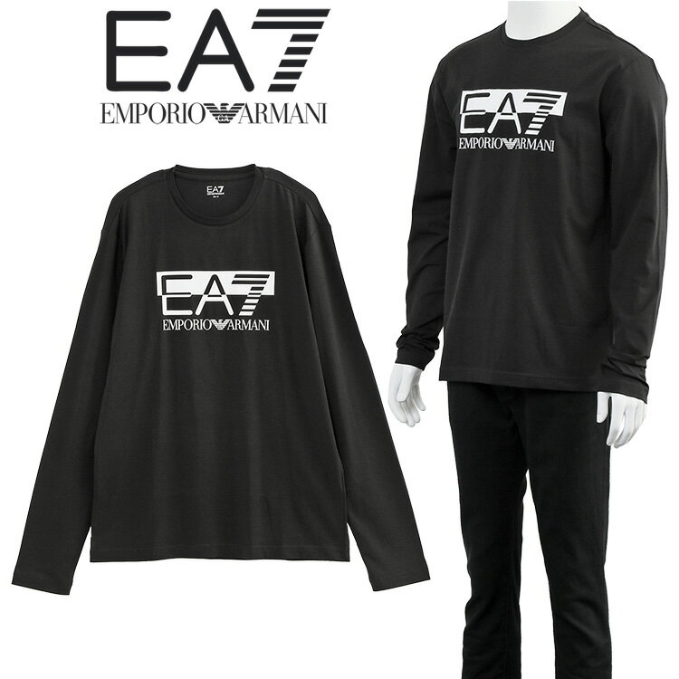 エンポリオ・アルマーニ アルマーニ EMPORIO ARMANI EA7 ロンT 長袖 Tシャツ レギュラーフィット 6RPT64-PJ03Z-0200：ブラック【新作】