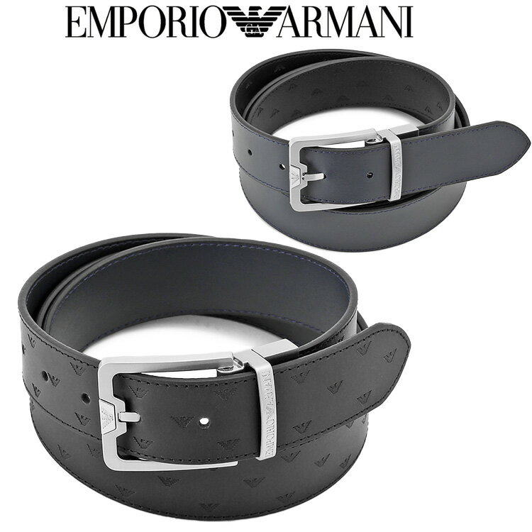 楽天IMPORTBRAND　JPアルマーニ ベルト EMPORIO ARMANI リバーシブルベルト レザー製 オールオーバー エンボスイーグル Y4S502-Y734E-88045 BLACK/BLUE【新作】【SALE10】