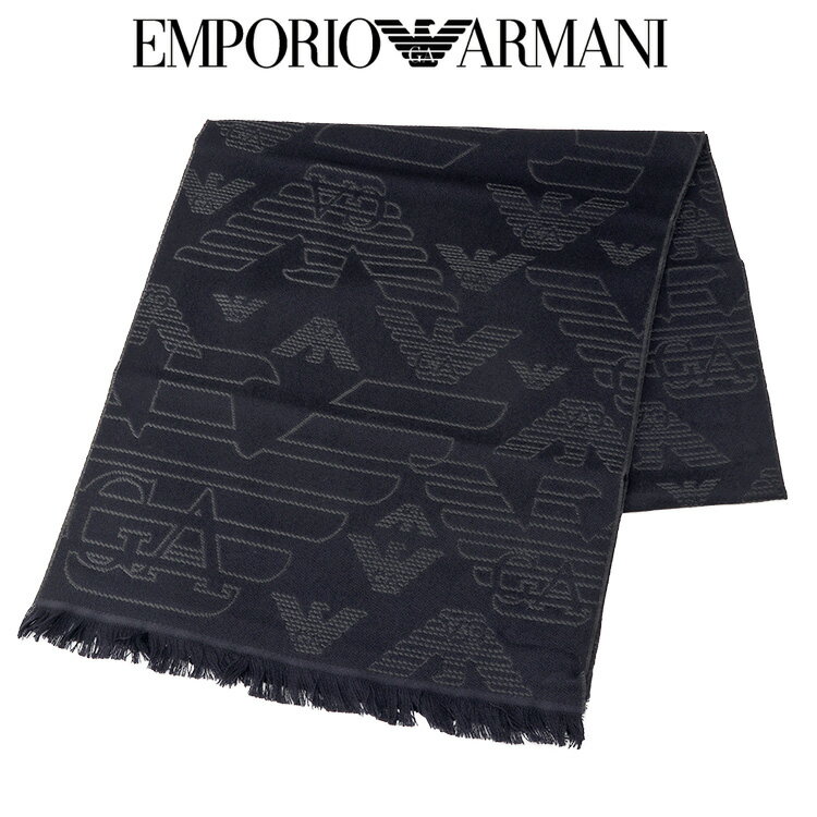 エンポリオアルマーニ EMPORIO ARMANI マフラー ウールスカーフ 全面ジャカードイーグルロゴ 625009-CC306-00334 BLUE【新作】