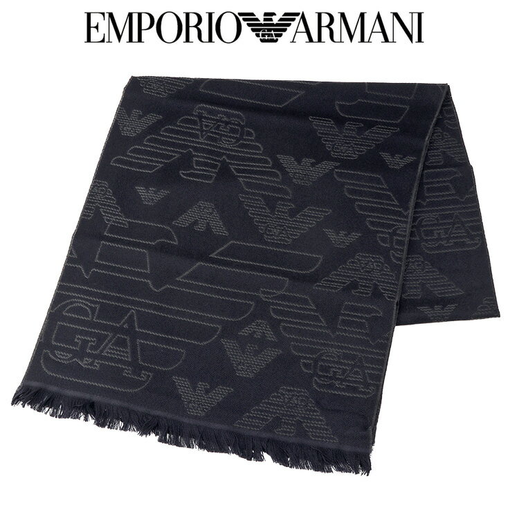 アルマーニ マフラー（メンズ） エンポリオアルマーニ EMPORIO ARMANI マフラー ウールスカーフ 全面ジャカードイーグルロゴ 625009-CC306-00334 BLUE【新作】