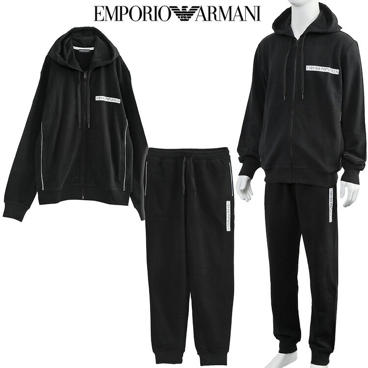 アルマーニ EMPORIO ARMANI セットアップ パーカー スウェット パンツ 112053/111690-3F573-00020 ブラック【新作】