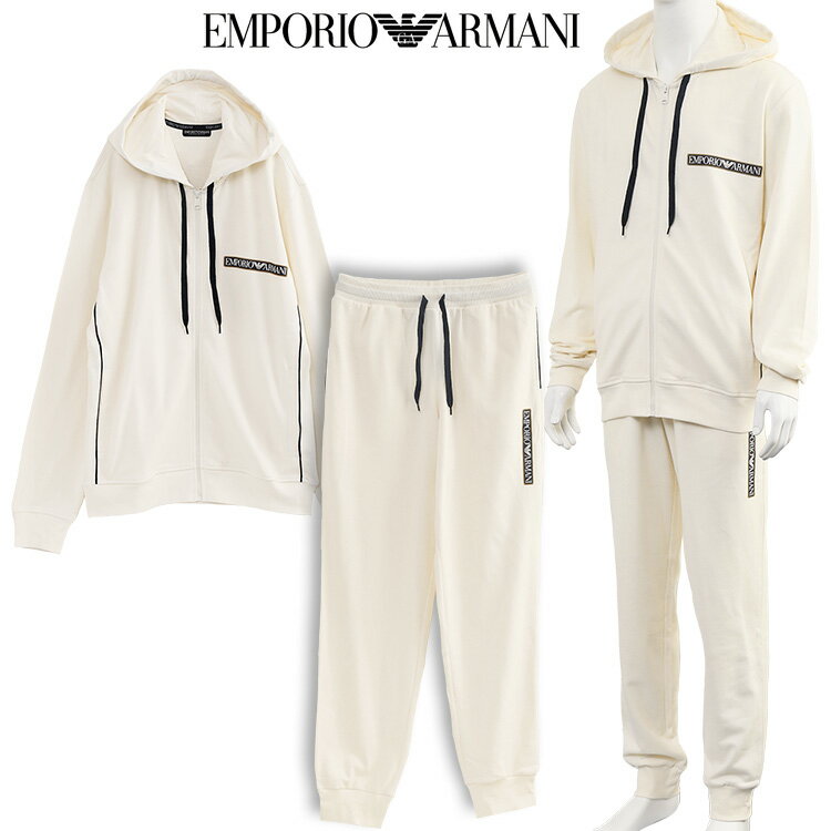 アルマーニ セットアップ EMPORIO ARMANI パーカー スウェット パンツ 112053/111690-3F573-12311 ミルクホワイト【新作】