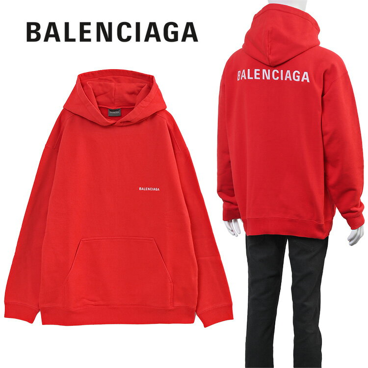 バレンシアガ BALENCIAGA パーカー ミディアム フィット 刺繍ロゴ レッド 600583-TMVF5-3168【新作】