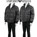 アルマーニ ダウン EMPORIO ARMANI リバーシブル ダウンジャケット 無地 × 総柄 ナイロンジャカード 6R1B65-1NVSZ-F091 ブラック