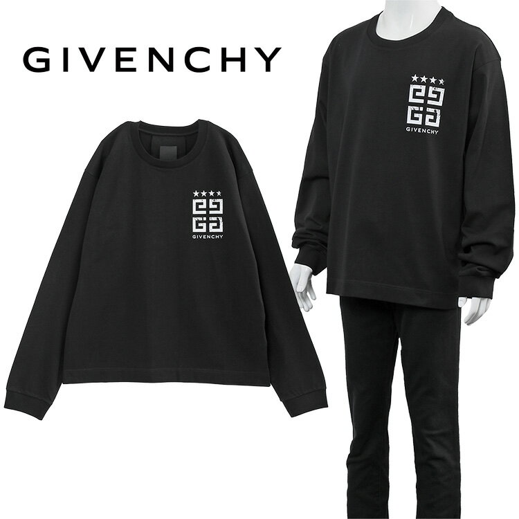 ジバンシィ GIVENCHY ロンT 4G スター 長袖 Tシャツ ボクシーフィット BM71KP3YEL-001：BLACK