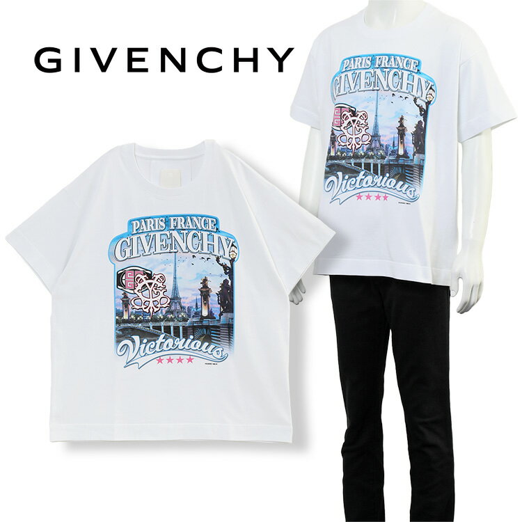 ジバンシィ GIVENCHY ブランドロゴ ワールドツアー Tシャツ ボクシーフィット BM71JB3YJK-100：WHTE【新作】