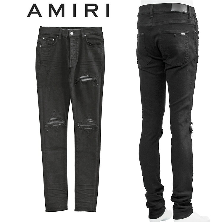 アミリ AMIRI ジーンズ レザーアクションプリーツ PXMD001-BLACK【新作】