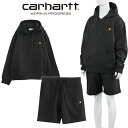 カーハート セットアップ Carhartt WIP パーカー スウェット ハーフパンツ ルーズフィット AMERICAN SCRIPT I033063/I031685-89XX【新作】