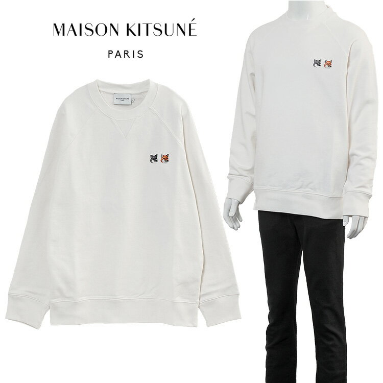 メゾンキツネ トレーナー メンズ メゾンキツネ MAISON KITSUNE トレーナー ダブルフォックスヘッド パッチ クラシック スウェットシャツ FM00358KM0002-P700_ECRU【新作】