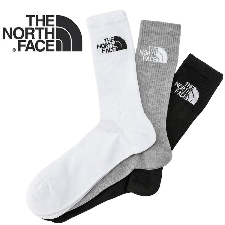 ノースフェイス THE NORTH FACE 靴下 3足SET NF0A882H MULTI SPORT CUSH CREW SOCK 3P-3OW BLACK ASSORTED【新作】