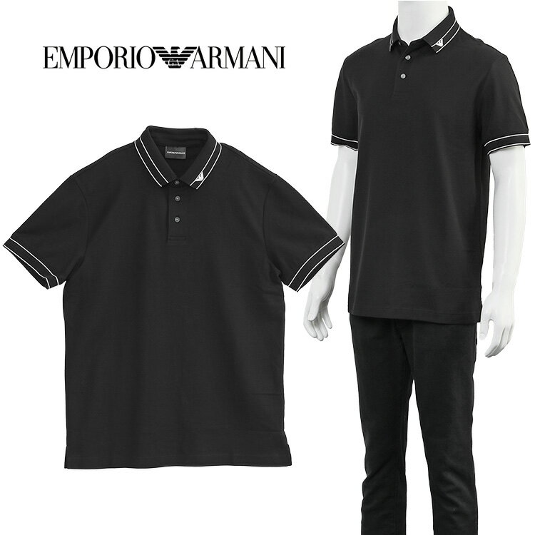 エンポリオ・アルマーニ アルマーニ EMPORIO ARMANI ポロシャツ ワンポイントロゴ レギュラーフィット 3D1FM4-1JCYZ-0068：ブラック【新作】
