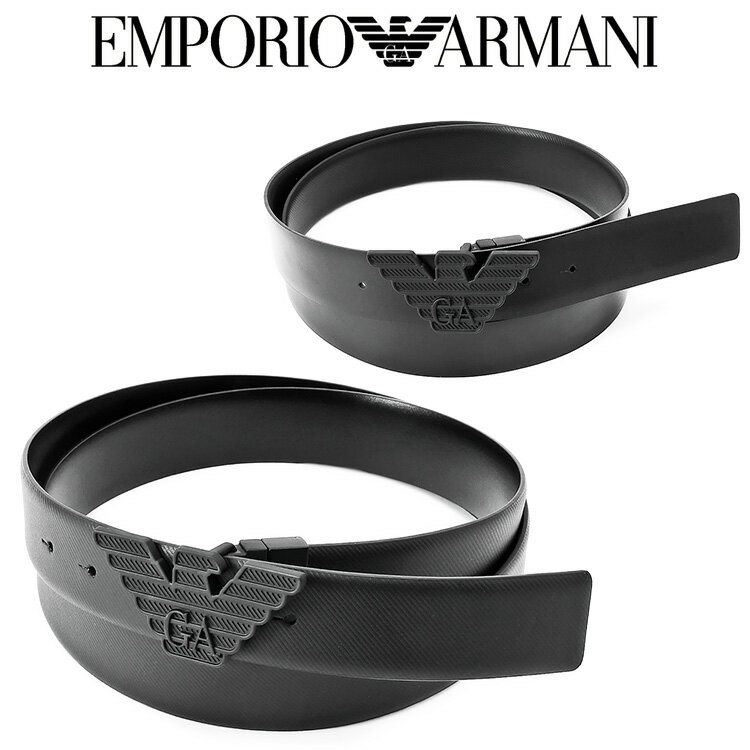 アルマーニ リバーシブル ベルト EMPORIO ARMANI イーグルバックル レザーベルト Y4S642-YQ48K-81386 BLACK/BLACK【新作】