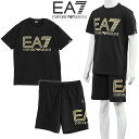アルマーニ セットアップ EA7 EMPORIO ARMANI Tシャツ × スウェット ハーフパンツ 3DPT37-PJMUZ/3DPS76-PJSHZ-0208 ブラック/ゴールド【新作】