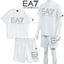 アルマーニ セットアップ EA7 EMPORIO ARMANI Tシャツ × スウェット ハーフパンツ 3DPT37-PJMUZ/3DPS76-PJSHZ-1100 ホワイト / シルバー【新作】