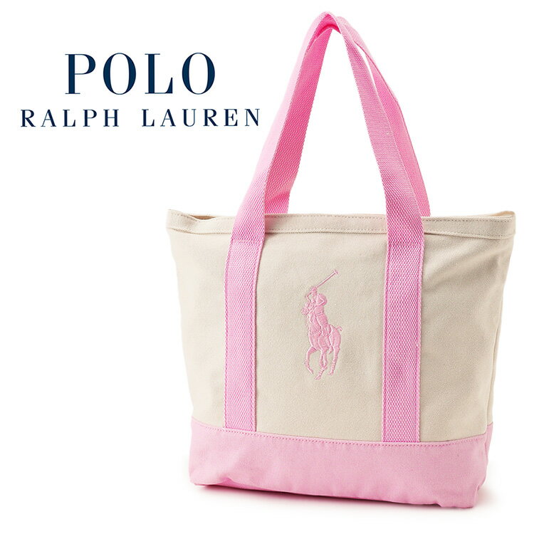 ラルフローレン ポロ ラルフローレン POLO RALPH LAUREN ビッグポニー トートバッグ 9AR023-W2Q ナチュラル ピンク【新作】