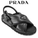 プラダ PRADA パデッド ナッパレザー クリスクロス サンダル エクストラライト ソール 2X3089-2DL8-F0002 NERO【新作】