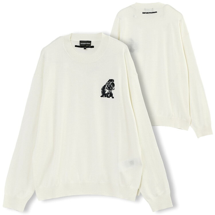 エンポリオアルマーニ EMPORIO ARMANI セーター ハイゲージ フレンチブルドッグ刺...